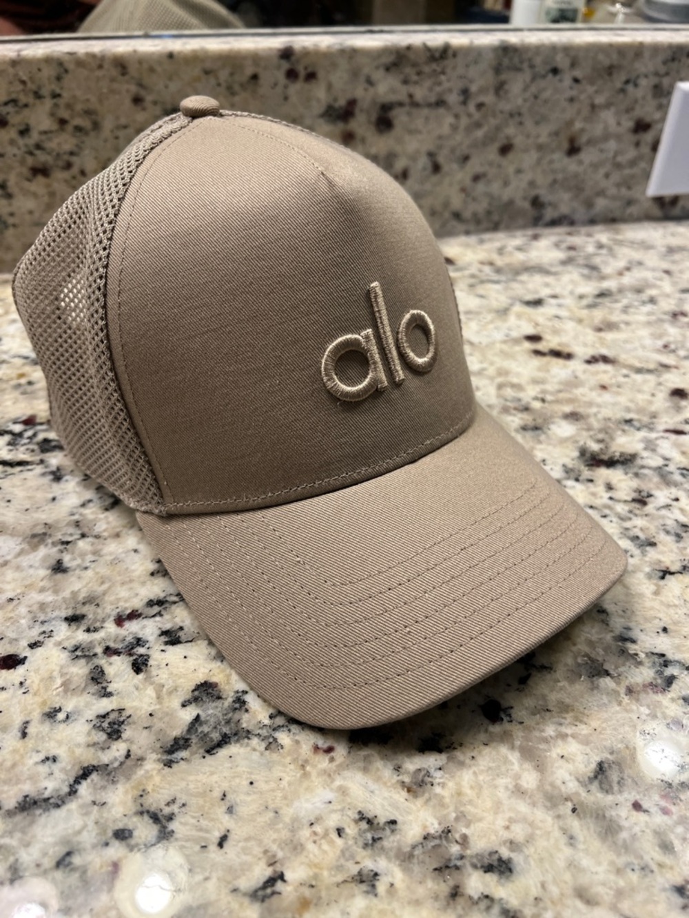 ALO Yoga Taupe Logo Trucker Cap